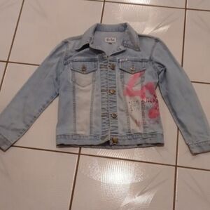 4/$60 Faded Jean Jacket With Graffiti-Like Design - Size Small (Girl)